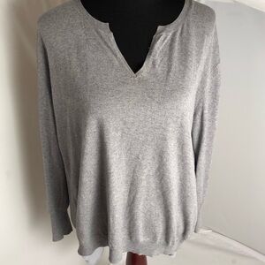 Romeo and Juliet gray cotton rayon mixed media high low sweater